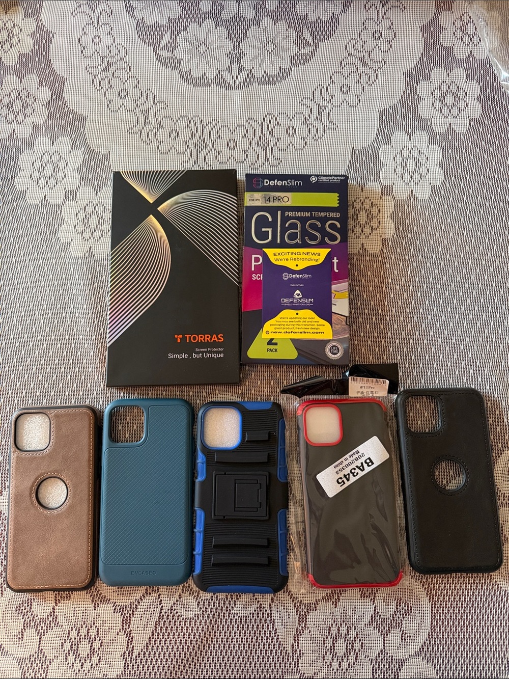 5 iPhone cases and  Tempered Glass Screen Protectors